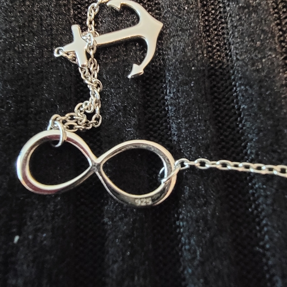Sterling Silver Necklace with Infinity and Anchor charm - Picture 5 of 5
